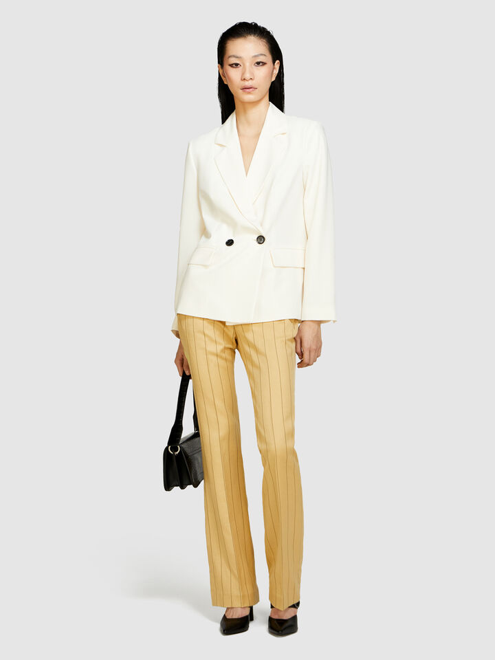 Double-breasted slim fit blazer - women's blazers - Creamy White | Sisley image number 1